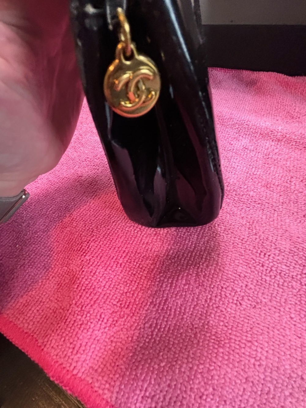 Authentic Vintage Chanel Black Patent Leather Pouch – WOC Conversion with Card - Picture 4 of 11